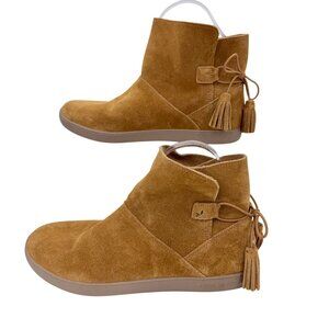 KOOLABURRA BY UGG SKYLLER SUEDE BOHO TAN ANKLE BOOTS W/ TASSELS - 9